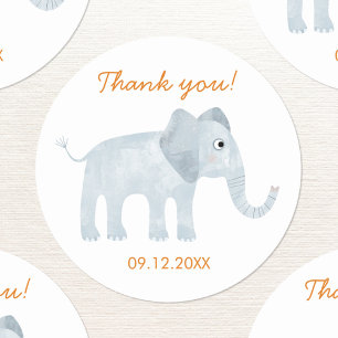 Cute Baby Elephant Tack Date Runt Klistermärke
