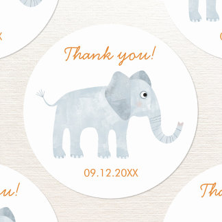 Cute Baby Elephant Tack Date Runt Klistermärke