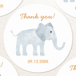 Cute Baby Elephant Tack Date Runt Klistermärke