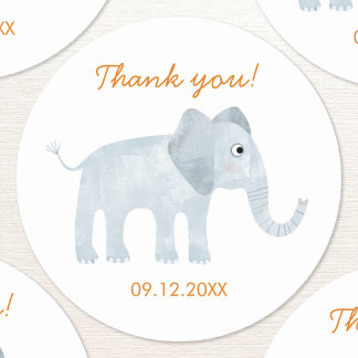 Cute Baby Elephant Tack Date Runt Klistermärke