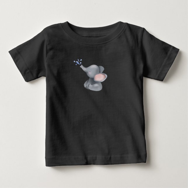 Cute Baby Elephant Throwing Vatten T Shirt (Framsida)