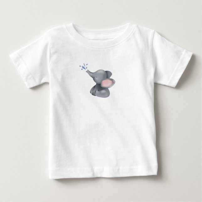 Cute Baby Elephant Throwing Vatten T Shirt (Framsida)
