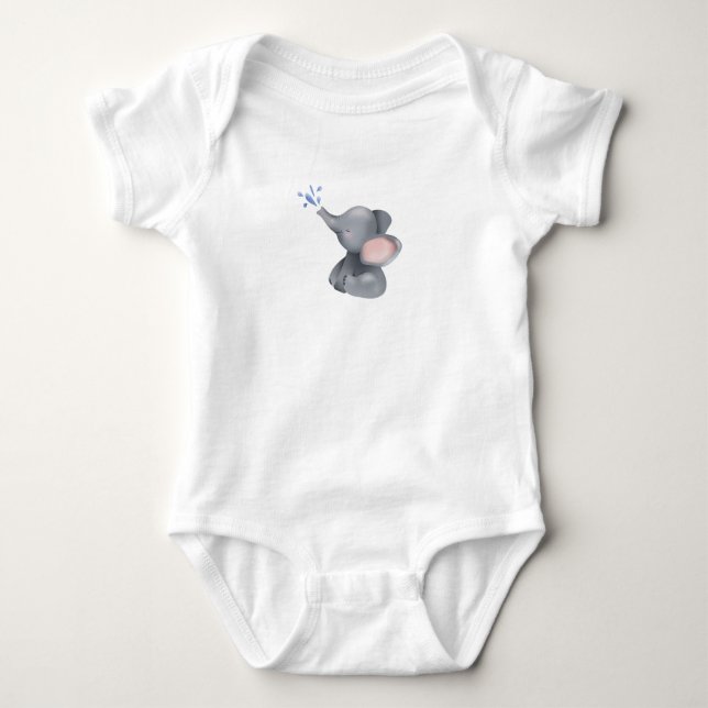 Cute Baby Elephant Throwing Vatten T Shirt (Framsida)
