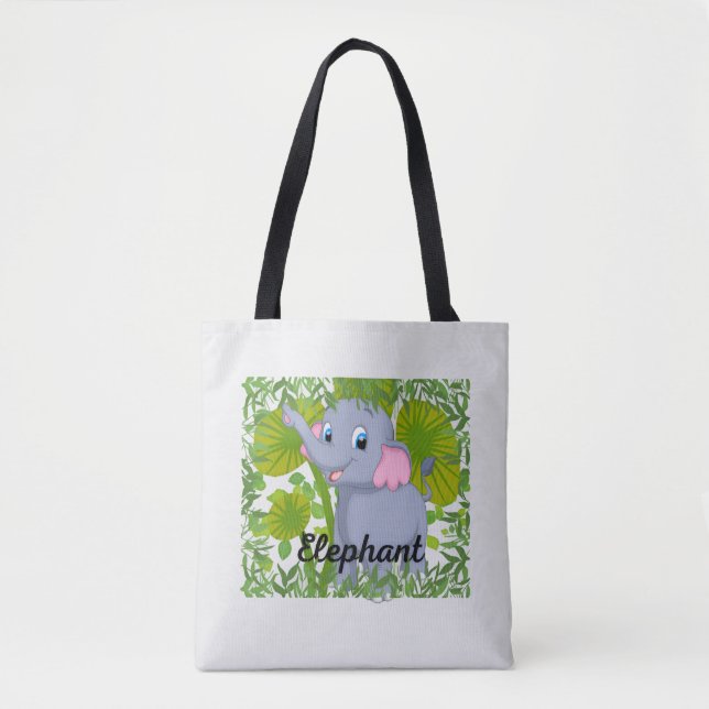 Cute Baby Elephant Tote Bag – Adorable Animal Desi Tygkasse (Framsida)