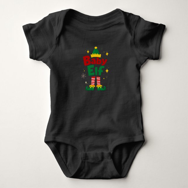 Cute Baby Elf Bodysuit – Matching Family Christmas T Shirt (Framsida)