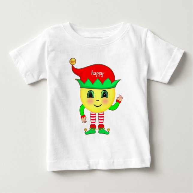 Cute baby elf lycklig ansikte t shirt (Framsida)