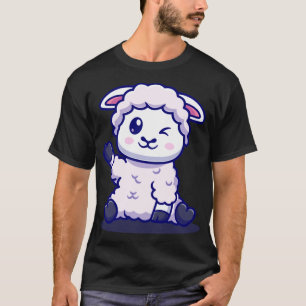 Cute Baby får som vakar hand Tecknad T Shirt