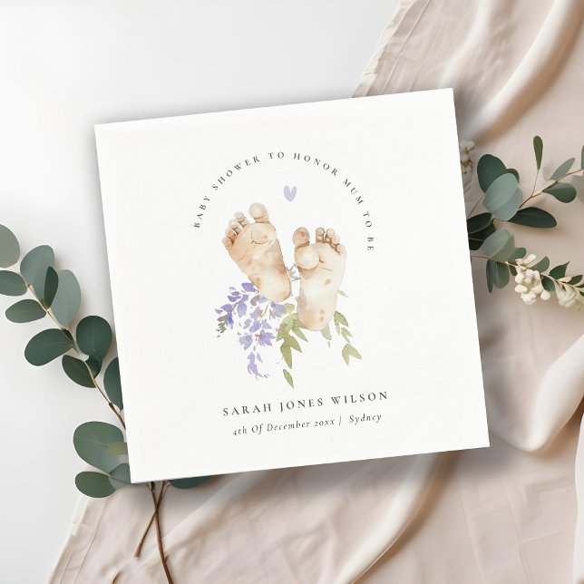 Cute Baby Feed Blue Blommigt Boy Shower Pappersservett (Skapare uppladdad)