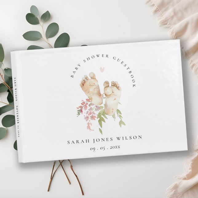 Cute Baby Feed  Rosa Blommigt Girl Baby Shower Gästböcker (Skapare uppladdad)