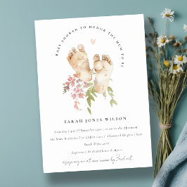 Cute Baby Feed Rosa Blommigt Girl Baby Shower Inbjudningar