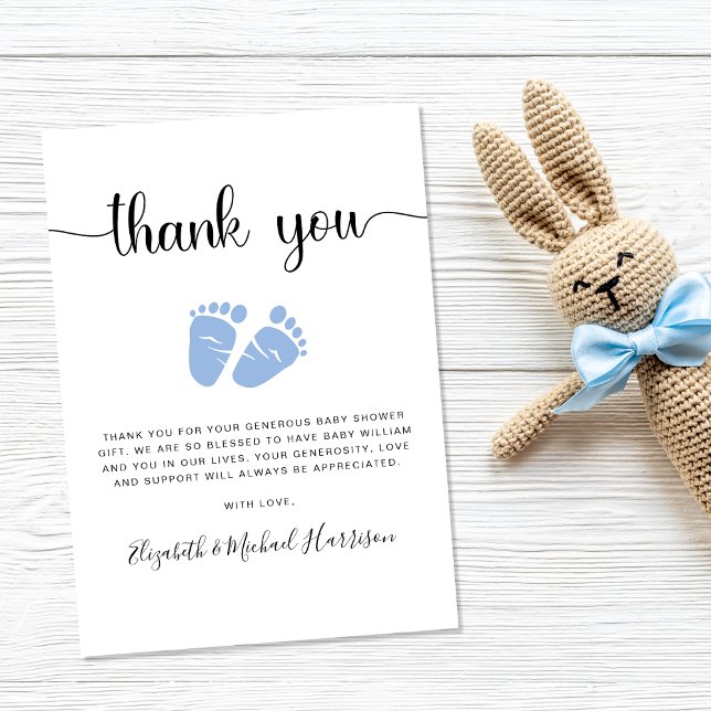 Cute Baby Feet Boy Shower Tack Kort (Skapare uppladdad)