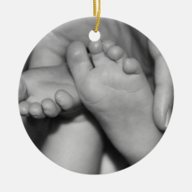 Cute Baby Feet Julgransprydnad Keramik (Framsidan)