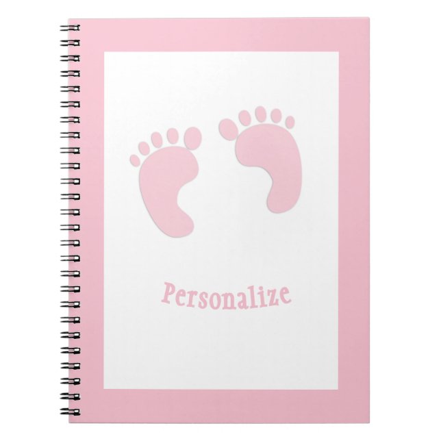 Cute Baby Footprint Infant Girl Rosa Tiny Feet Anteckningsbok (Framsidan)