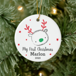 Cute baby: först christmas rener julgransprydnad keramik
