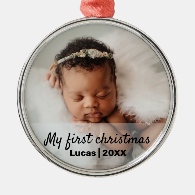 Cute baby första christmas julgransprydnad metall (Framsidan)