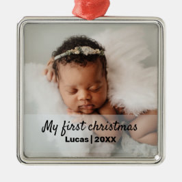 Cute baby första christmas julgransprydnad metall
