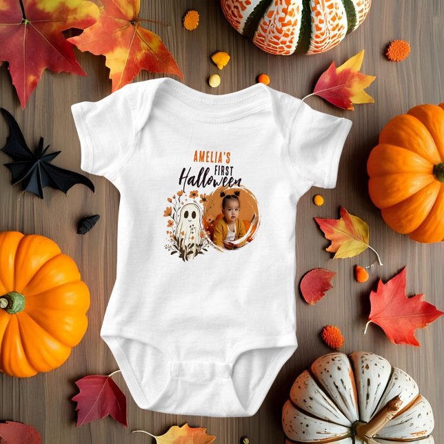 Cute Baby Första Halloween Ghost Photo T Shirt (Skapare uppladdad)