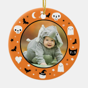 Cute Baby Första Halloween Photo Ornament