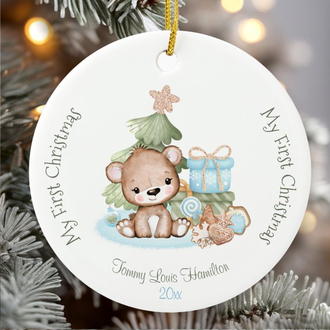 Cute Baby första jul Ornament Ceramic (Cute Baby's First Christmas Ornament Ceramic)