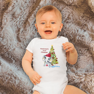 Cute Baby Första julen Elephant Namn T Shirt
