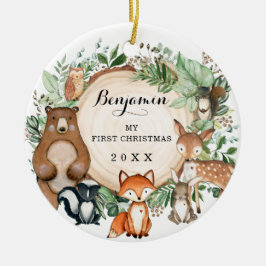 Cute Baby, första jultomten Forest Animals Julgransprydnad Keramik