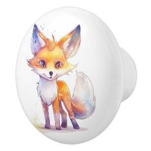 Cute Baby Fox Ceramic Knob Knopp