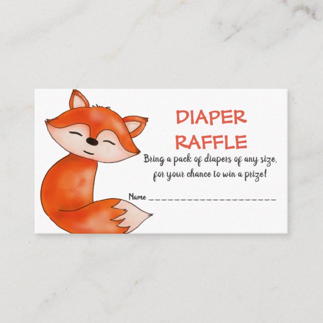 Cute Baby Fox | Diaper Raffle | Babyskor Tilläggskort (Framsida)