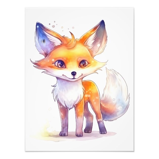 Cute Baby Fox-fotoutvidgning Fototryck (Framsidan)