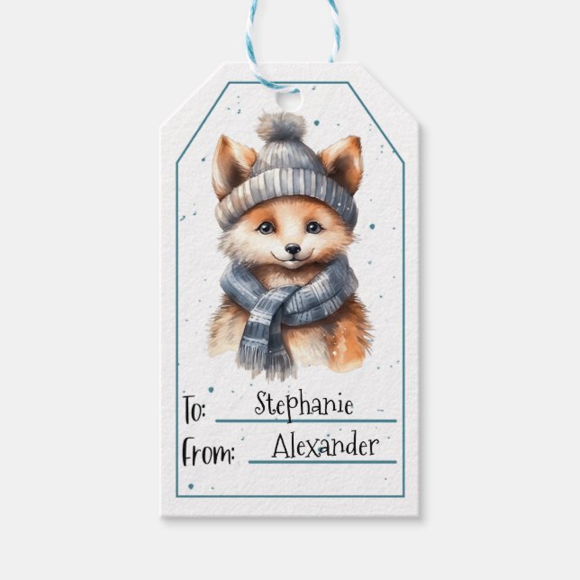 Cute Baby Fox Gift-Märkre Presentetikett (Framsidan)