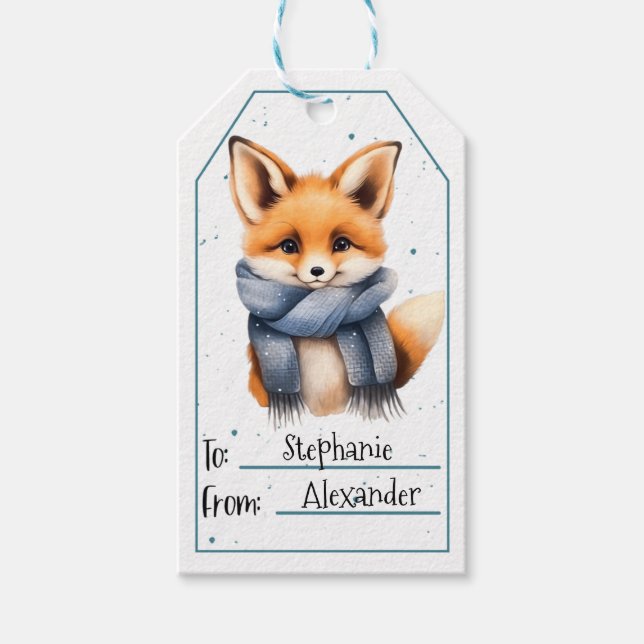 Cute Baby Fox Gift-Märkre Presentetikett (Framsidan)