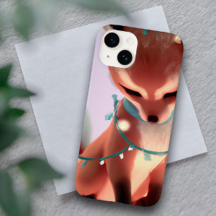 Cute Baby Fox med Fairy Ljus iPhone 14 Fodral