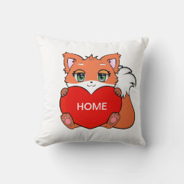 Cute Baby Fox med hjärta och Personlig Home Kudde