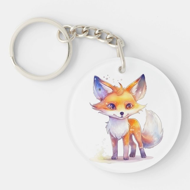 Cute Baby Fox Round Acrylic Keychain (Framsidan)