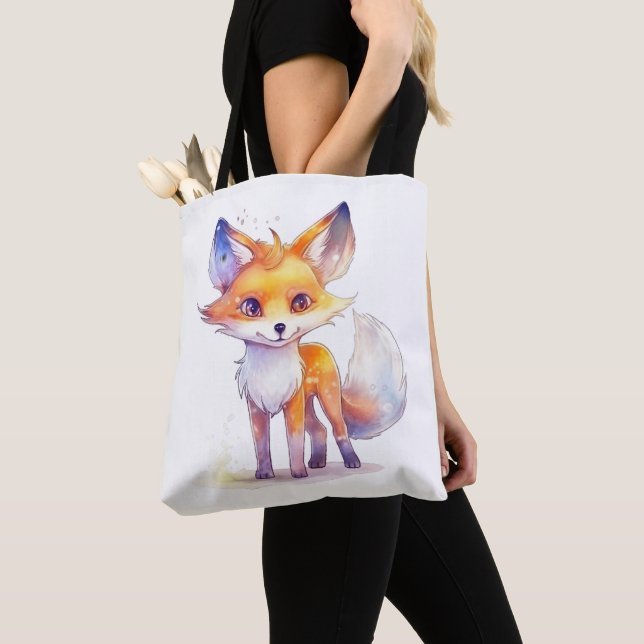 Cute Baby Fox Shoulder Tote Tygkasse (Närbild)