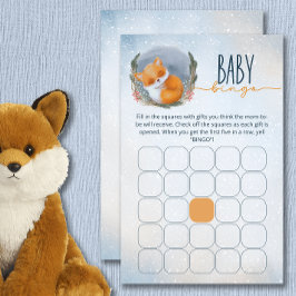 Cute Baby Fox Snowly Winter Baby Shower bingo-spel