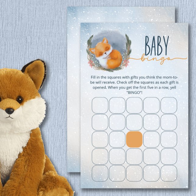 Cute Baby Fox Snowly Winter Baby Shower bingo-spel (Skapare uppladdad)