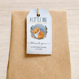 Cute Baby Fox Snowly Winter Baby Shower Tack Presentetikett
