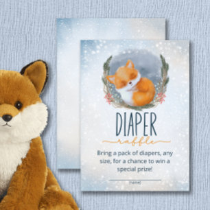 Cute Baby Fox Snowly Winter diaper raffle biljett Tilläggskort