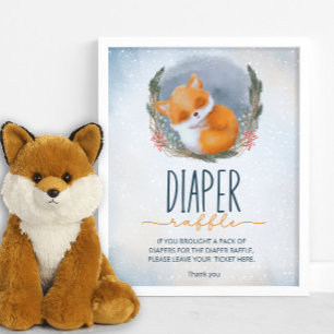 Cute Baby Fox Snowly Winter diaper raffle Poster