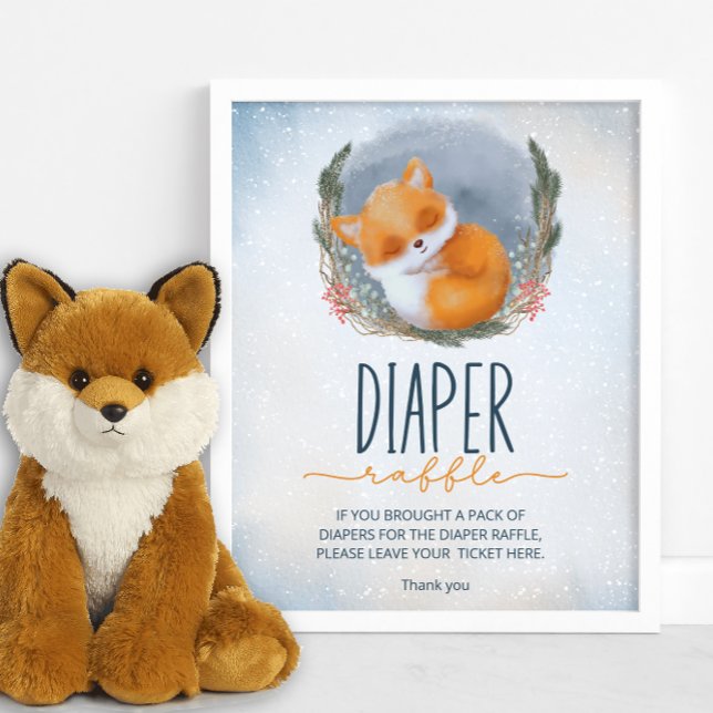 Cute Baby Fox Snowly Winter diaper raffle Poster (Skapare uppladdad)