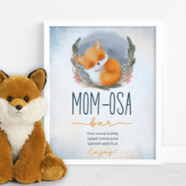Cute Baby Fox Snowly Winter Mamma-osa Pub Poster