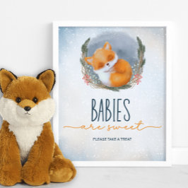 Cute Baby Fox Snowly Winter Spädbarn är sött Poster