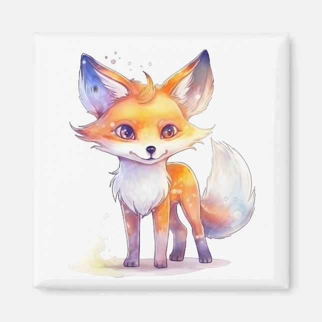 Cute Baby Fox Square Magnet (Framsidan)