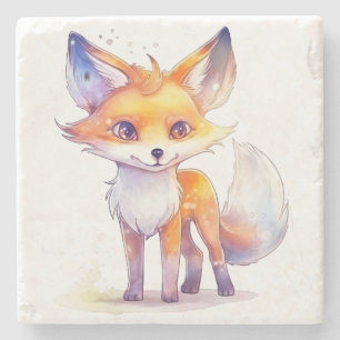 Cute Baby Fox Stone Underlägg