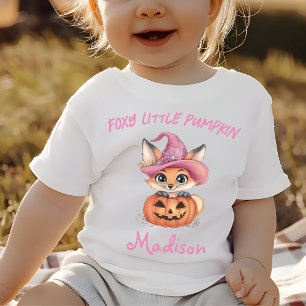 Cute Baby Fox Witch Hat Personlig Namn T-Shirt