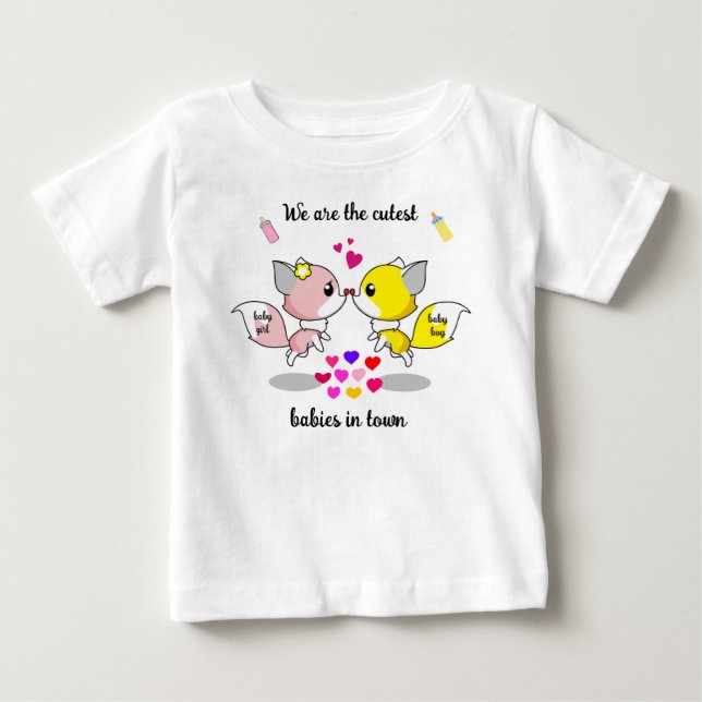 Cute Baby Foxes med färgstarka utskrifter T Shirt (Framsida)