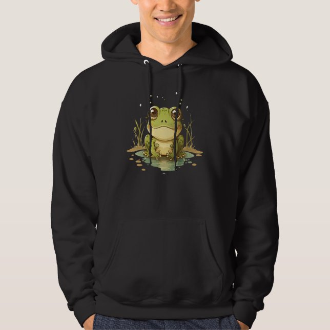 Cute Baby Frog on Frog Children and Frog Kids Hoodie (Framsida)