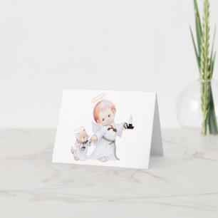Cute Baby-gel och katt Helgkort