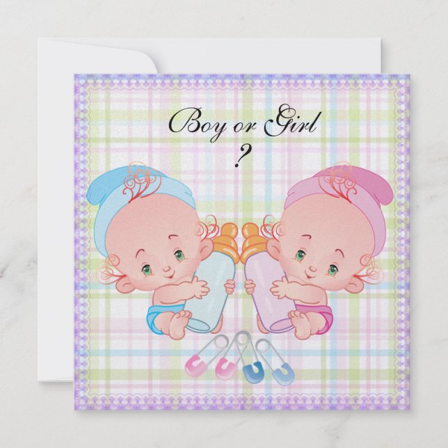 Cute Baby Gender Reveal Party-inbjudan Inbjudningar (Framsida)