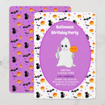 Cute Baby Ghost Halloween Birthday-inbjudan